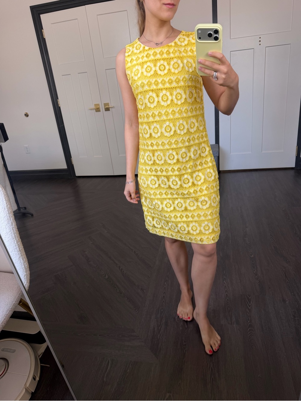 Tommy Hilfiger Yellow Lace Shift Dress